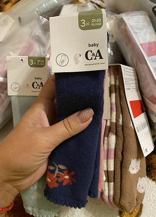 Шкарпетки дитячі c&a махра 3 пари, розмір 21-23,