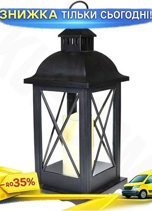 Ku декоративный фонарь ночной universal fit огонек led подсветка черный для дома и сада светильник с б uni2l_k