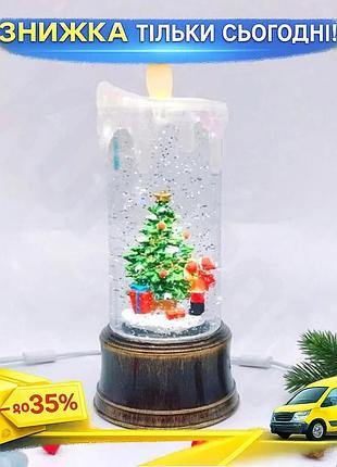 Ku светильник-декор новогодний свеча universal fit led с эффектом снегопада для дома и офиса ночник бе uni2l_k