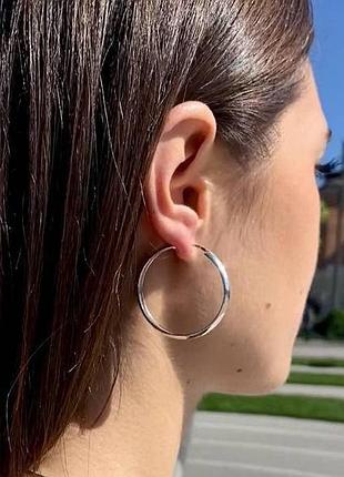 Серьги кольца конго серебро 925 покрытие 3.5 см