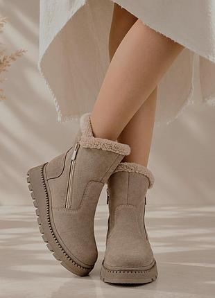 Женские зимние 36-42 ботинки myz 0078 латте из натуральной замши latte 7