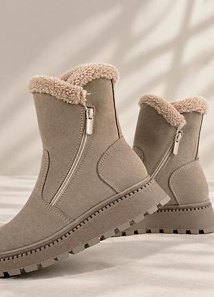 Женские зимние 36-42 ботинки myz 0078 латте из натуральной замши latte 6