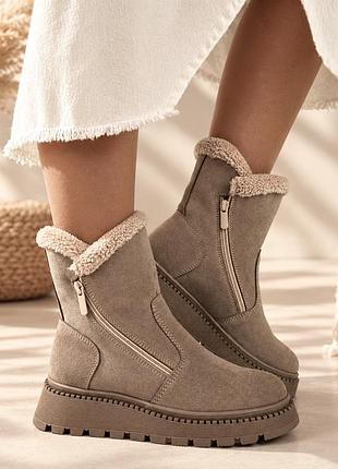 Женские зимние 36-42 ботинки myz 0078 латте из натуральной замши latte 5