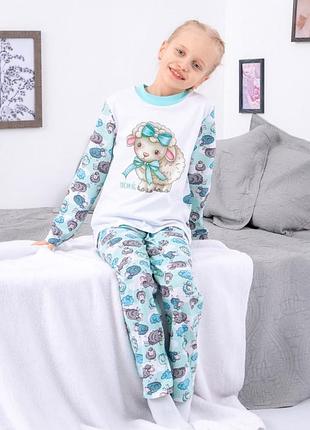 Демісезонна піжама для дівчинки, кофта та штани, кулір, 100% бавовна, 110см, 116см, 122см 116