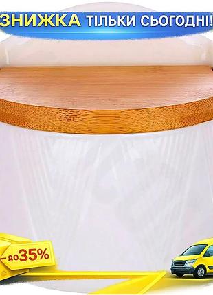 Ku сахарница фарфоровая ceram universal fit bamboo с бамбуковой крышкой 280мл для сахара и сладостей 1 uni2l_k