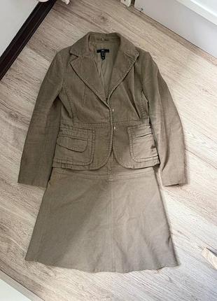 Велветовий костюм mango оригінал піджак і спідниця