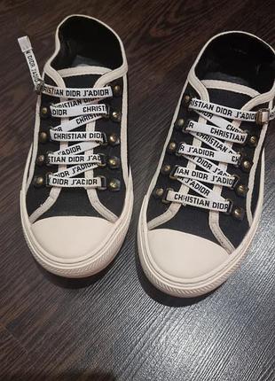Кеди жіночі christian dior чорні, білі, 24-24,5 см