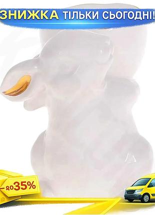 Ku підставка для яйця universal fit bunny керамічна біла із золотими вушками для сервірування столу де uni2l_k