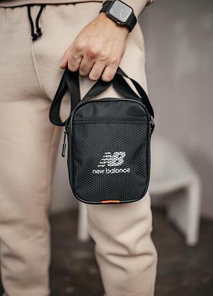 Мужская барсетка new balance черная, стильная сумка нью беланс через плечо с сеткой
