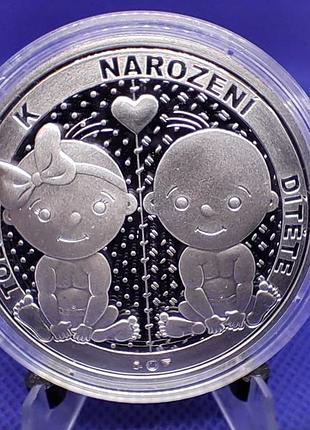 Срібний талер до народження дитини 2022 , пруф срібло 999 подарунок, сертифікат пакування інвестиційний