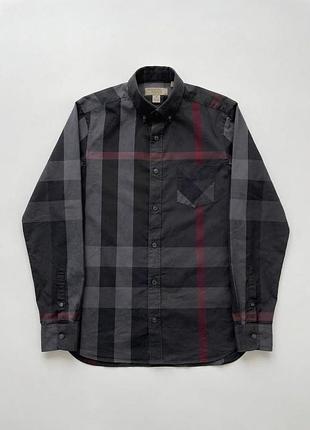 Чоловіча сорочка burberry в клітинку nova check dark grey