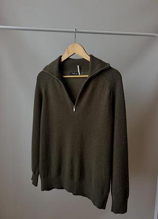 Чоловічий джемпер massimo dutti вовняний на блискавці, хакі