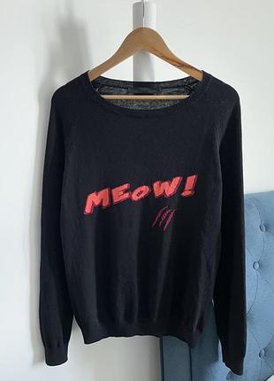 Жіночий джемпер karl lagerfeld чорний з принтом meow!