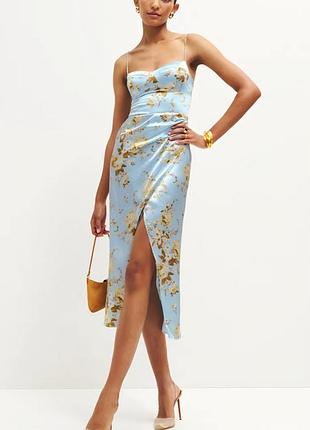 Роскошное шелковое миди-платье reformation marguerite silk dress (оригинал)