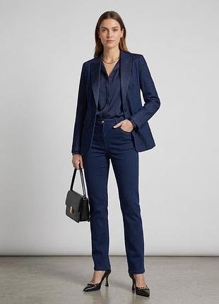 M&s peruna straight leg жіночі темно-сині джинси, коттонові прямі джинсові штани зі стразами, розмір xs/s