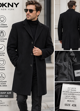 Мужское шерстяное пальто dkny, р. 42r, 90% шерсть 10% кашемир