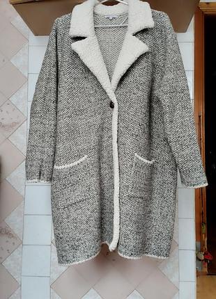 Батал кардиган с меховым воротником от m&amp;s mode