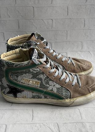 Шкіряні брендові чоловічі кросівки golden goose slide leather size 45 розмір кожаные брендовые мужские кроссовки кеди хайтопи снікерси оригінал