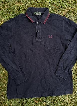Чоловіче поло з довгим рукавом fred perry темно-синє