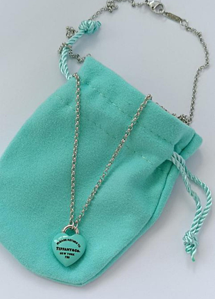 Підвіска для жінок tiffany & co. з серцем, бірюзова, довжина 45 см