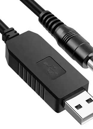 Кабель c преобразователем usb 5v - dc 5.5-2.1 / 12v для роутера, видеокамеры