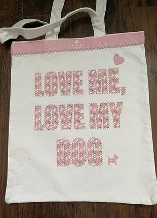 Redly cotton shopper — бело-розовая сумка с собачками