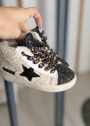 Чоботи для дівчаток golden goose чорні з леопардовим принтом