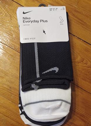 Оригінальні носки nike everyday plus dri-fit розмір l 42-46 (упаковка 3 пари)