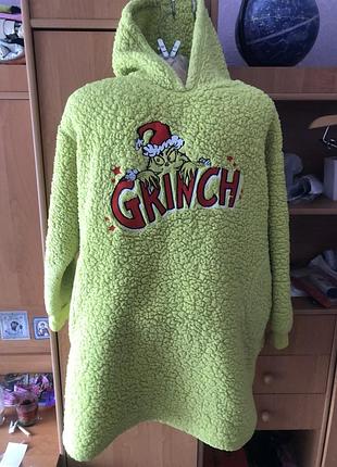 Меховушка довга, плюшева туника, кофта, худи, 10-13 р 158 см. the grinch, слип, пижама