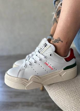 Adidas stan smith bonega white cream red green