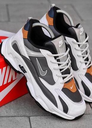 Чоловічі кросівки nike чорно-білі спортивні осінні кроси шкіра замш найк якісне взуття на осінь весну