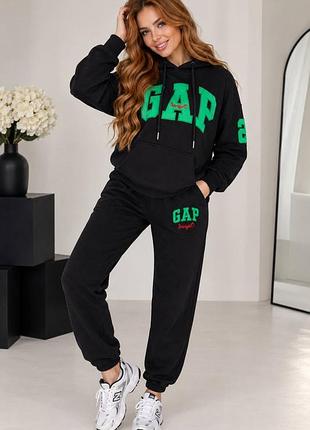 Спортивний костюм жіночий gap чорний з худі та штанами