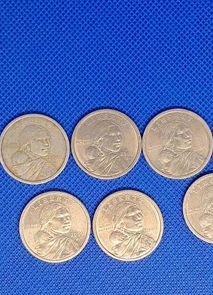 Сша 1 долар, 2000 d, p сакаджавея (індіанська жінка, провідниця з експедиції льюса і кларка)