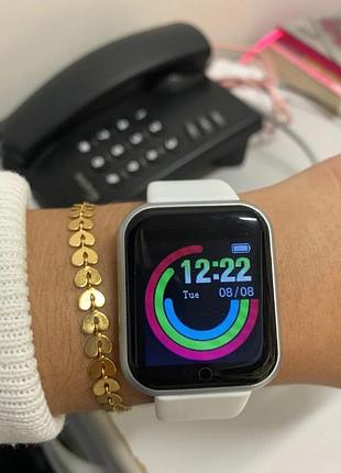 Смарт-годинник smart watch з білим ремінцем