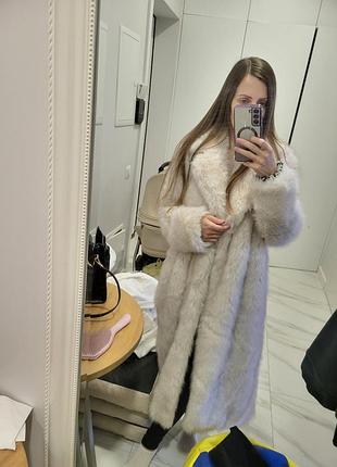 Шуба жіноча штучна біла довга
