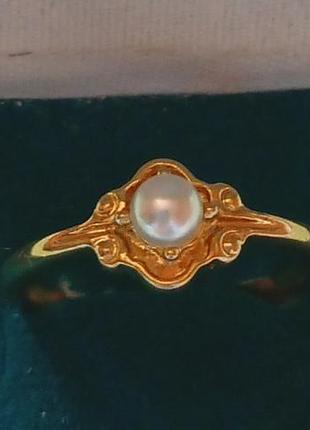 Вінтажна, брендова каблучка з натуральною перлинкою від  kiks folly.
