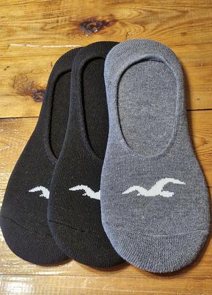 Шкарпетки сліди hollister чоловічі чорні та сірі, 3 пари