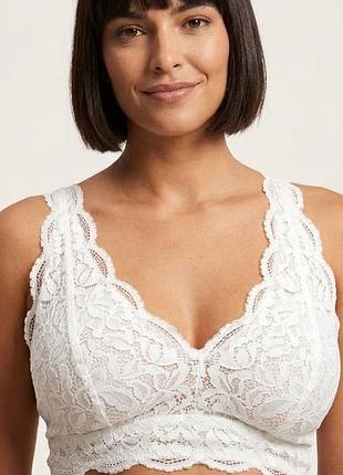 Белый кружевной бюстгальтер топ primark 34g 75h, без косточек, бретельки трансформеры