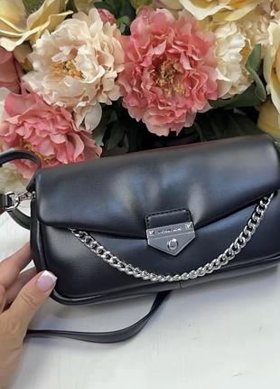 Сумка жіноча kors чорна шкіряна 24х15 см
