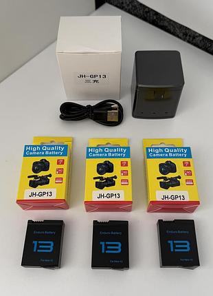 Набір 3 акумулятори gopro hero 13 + зарядний пристрій на 3 слоти