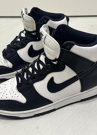Кросівки чоловічі nike dunk high чорно-білі шкіряні