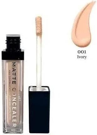 Консилер для обличчя bogenia velvet matte concealer 001 ivory, 6 мл