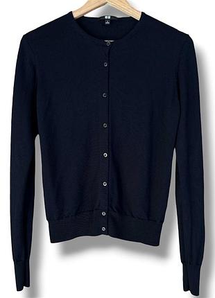 Кардиган uniqlo s тонкий шерстяний темно-синій