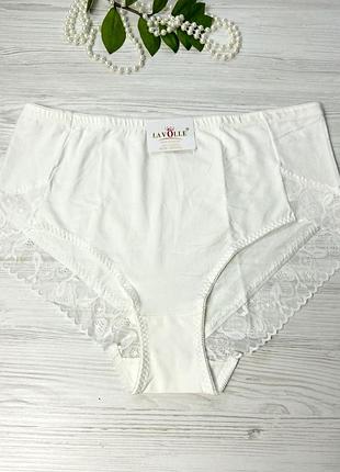 Трусики женские из хлопка декорированы кружевом размер 4xl арт.0005🎀
