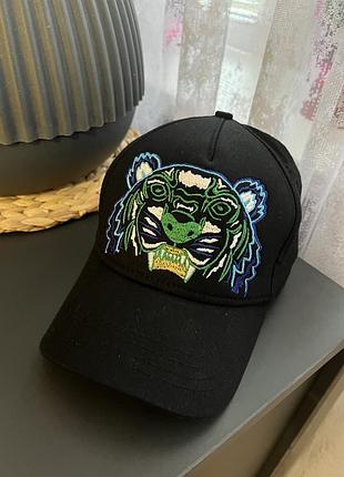 Бейсболка чоловіча kenzo з вишивкою тигра, чорна