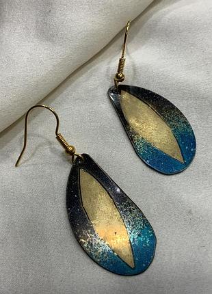 🎨 💙 винтажные латунные серьги с эмалью модерн 💙 🎨 ✨