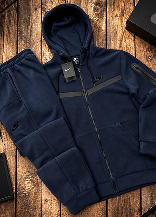 Синій чоловічий флісовий костюм осінь - зима nike tech fleece   матеріал - двосторонній polar fleece розміри s(46) m(48) l(50) xl(52) xxl(54)