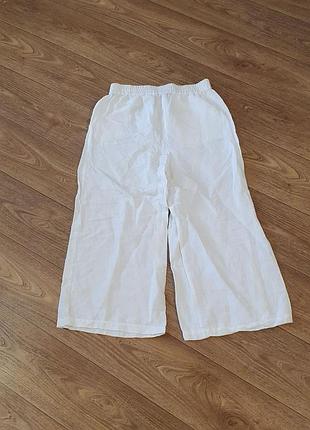 Белые льняные брюки кюлоты h&amp;m linen blend оригинал широкие xs летние