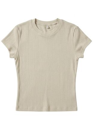 Футболка жіноча uniqlo бежева в рубчик xs