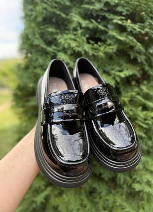 Туфлі дитячі miu miu чорні лакові 7